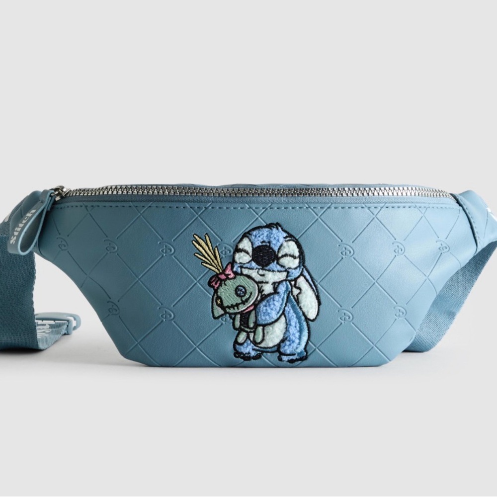 Blue Belt Bag with Embroidered Stitch Character
NWT